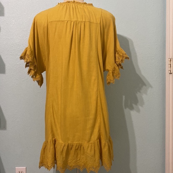 UMGEE linen dress with ruffles embroidery sleeves and hem size M - Picture 5 of 8